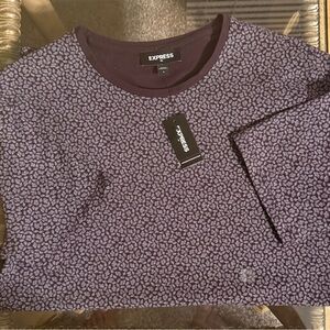 Express Purple Patterned Short Sleeve Tee